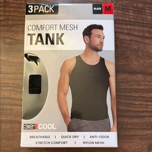 32 Degrees Men’s Black Comfort Mesh Tank - 3 Pack